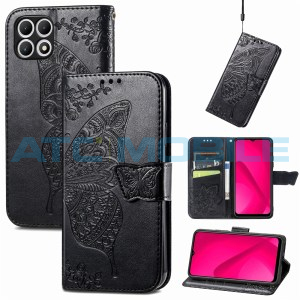 Pouzdro Shield4U T Phone 2 5G (2024) Butterfly Flower Texture otev&iacute;rac&iacute; čern&eacute;