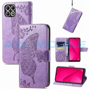Pouzdro Shield4U T Phone 2 Pro 5G (2024) Butterfly Flower Texture otev&iacute;rac&iacute; fialov&eacute;