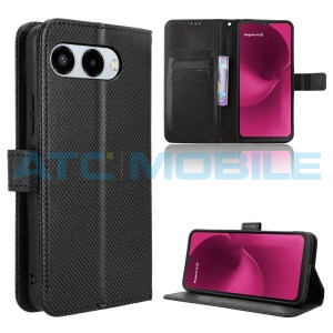 Pouzdro Shield4U T Phone 3 5G (2025) Diamond Texture otev&iacute;rac&iacute; čern&eacute;