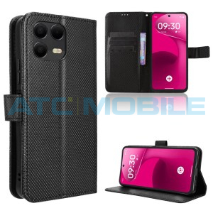 Pouzdro Shield4U T Phone 3 Pro 5G (2025) Diamond Texture otev&iacute;rac&iacute; čern&eacute;