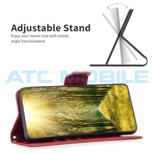 Pouzdro Shield4U Xiaomi Redmi 13C 4G, 5G Lambskin Texture otev&iacute;rac&iacute; červen&eacute;