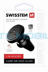 Drž&aacute;k SWISSTEN S-GRIP AV-M9 univerz&aacute;ln&iacute;, magnetick&yacute; do ventilace, čern&yacute;