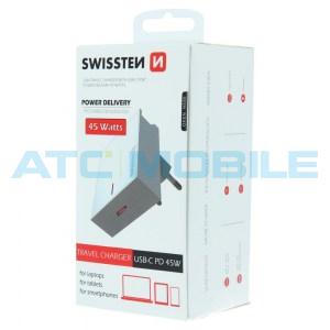 SWISSTEN cestovn&iacute; adapt&eacute;r PD 3.0 (USB-C) b&iacute;l&yacute; 45W