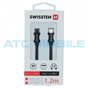 Kabel SWISSTEN TEXTILE USB-C / USB-C 1,2m čern&yacute;
