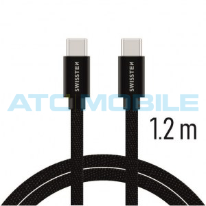 Kabel SWISSTEN TEXTILE USB-C / USB-C 1,2m čern&yacute;