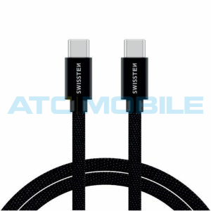 Kabel SWISSTEN TEXTILE USB-C / USB-C 2m čern&yacute;
