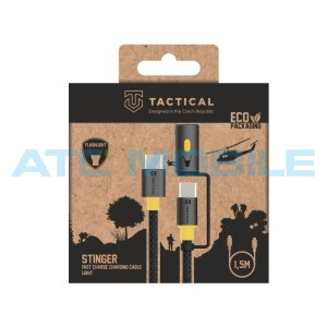 Tactical Stinger Cable USB-C / USB-C čern&yacute; (superodoln&yacute;, 60W, 1,5m, LED světlo)
