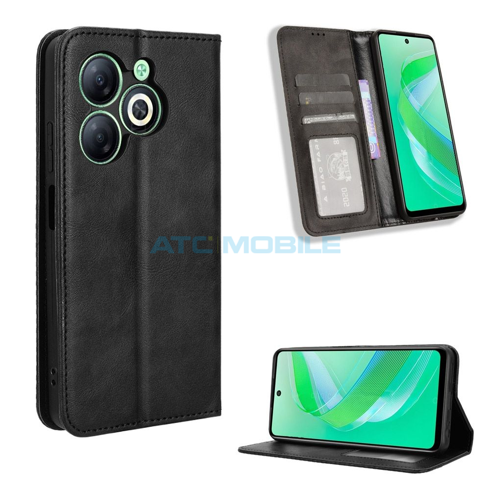 Pouzdro Shield4U Magnetic Infinix Smart 8 (X6525) Retro Texture otevírací černé Pouzdro Shield4U Magnetic Infinix Smart 8 (X6525) Retro Texture otevírací černé