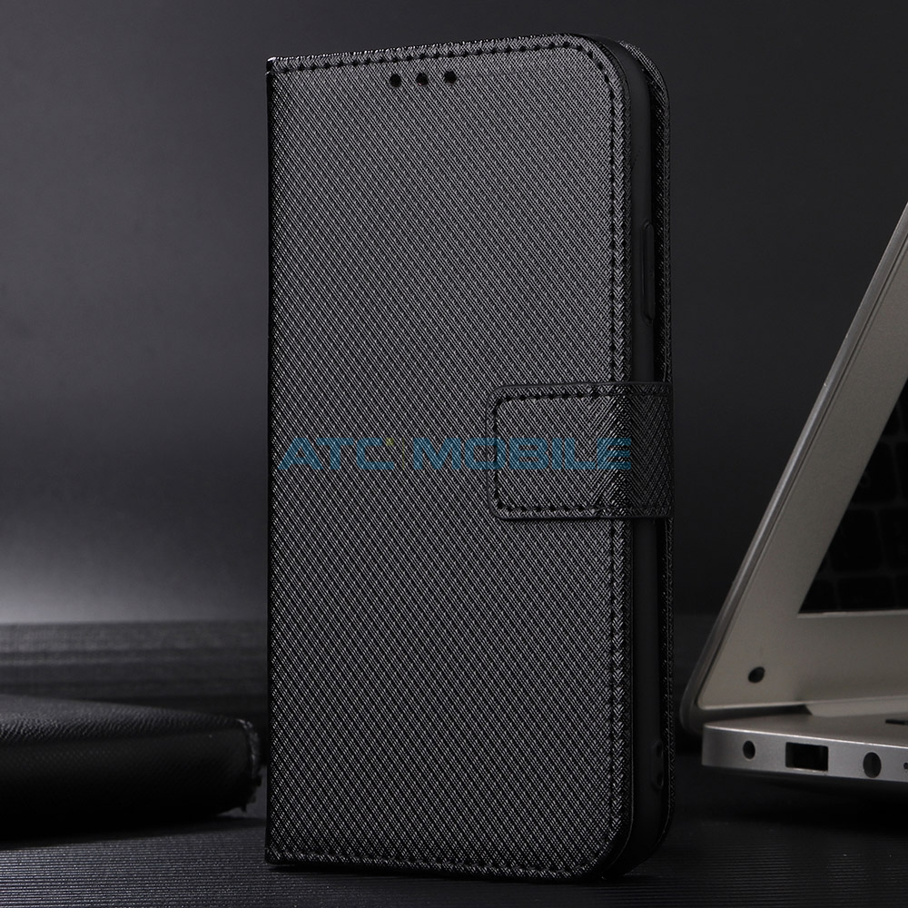 Pouzdro Shield4U Realme 12+ 5G (RMX3867) Diamond Texture otevírací, černé Pouzdro Shield4U Realme 12+ 5G (RMX3867) Diamond Texture otevírací, černé