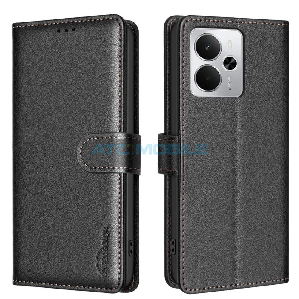 Pouzdro Shield4U Realme 14 5G Litchi RFID blokace, otevírací černé Pouzdro Shield4U Realme 14 5G Litchi RFID blokace, otevírací černé