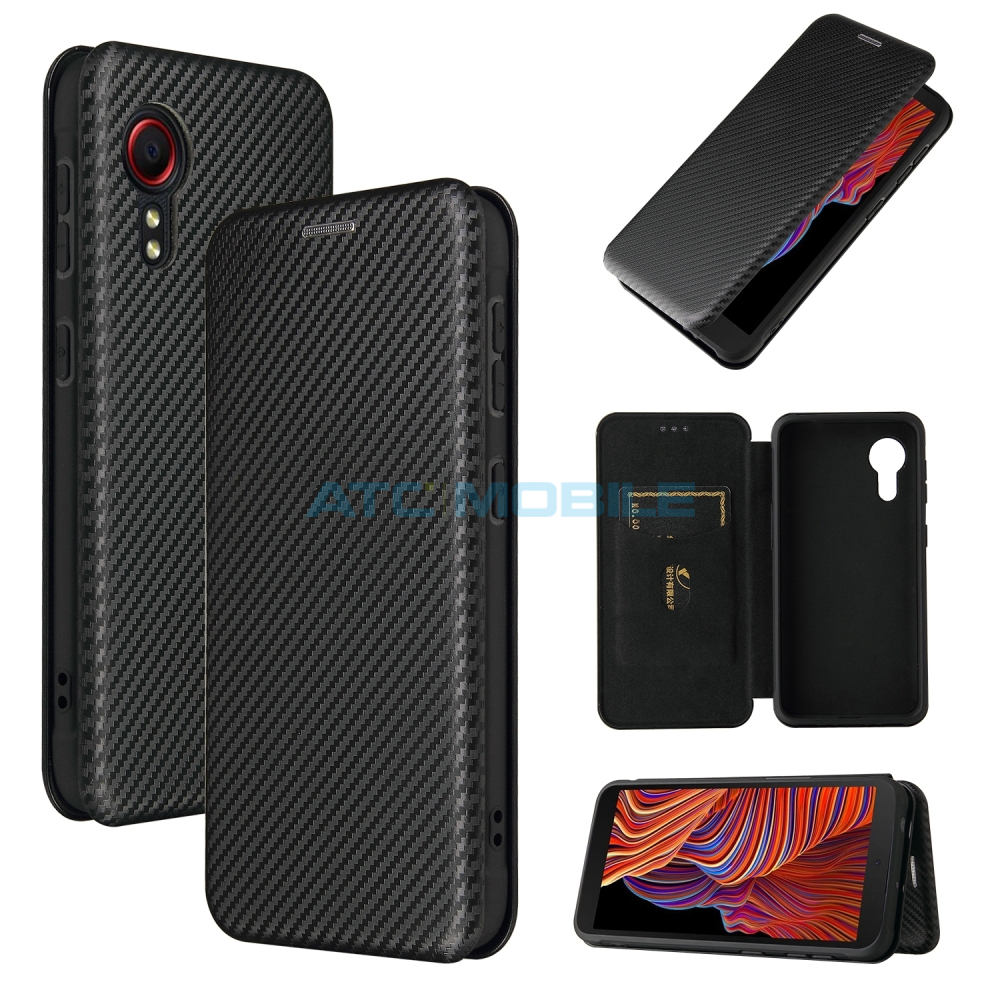 ATC-BOOKCF-SGG525BK Shockproof Carbon Fiber kryt Shield4U Samsung Galaxy XCover 5 (SM-G525) černý