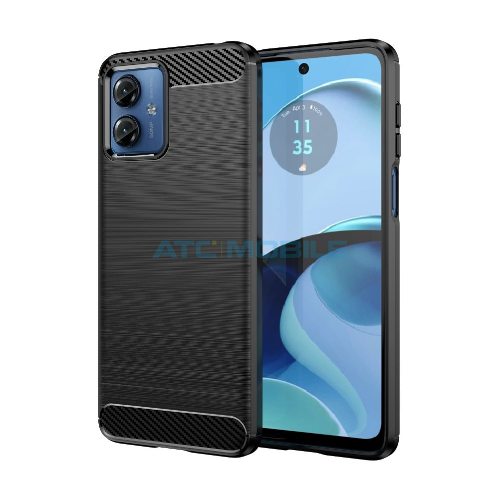 ATC-CARBONBC-MMOTOG14BK Pouzdro Shield4U Motorola Moto G14 4G Retro Texture otevírací modrý