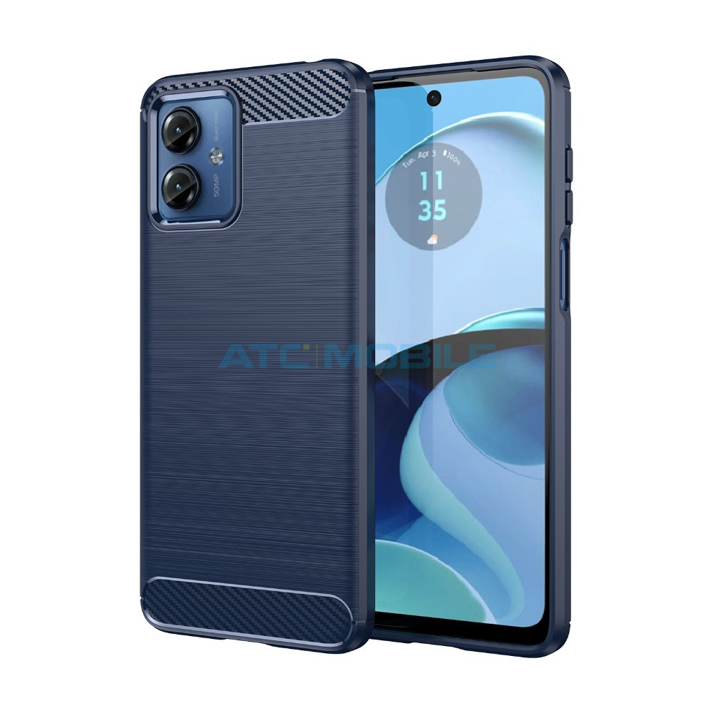 ATC-CARBONBC-MMOTOG14BL Pouzdro Shield4U Motorola Moto G14 4G Retro Texture otevírací modrý