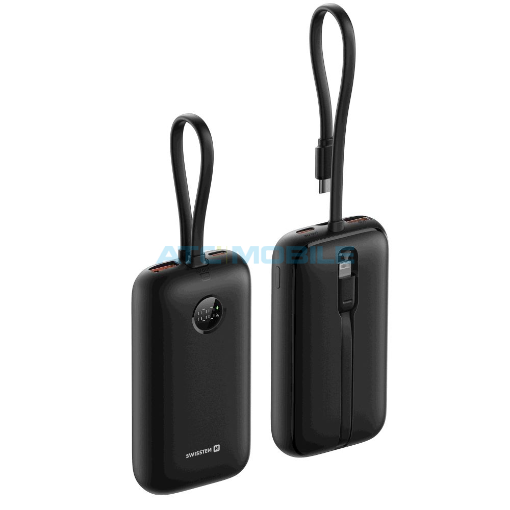 Powerbanka SWISSTEN VOLTBOX 35W 10000 mAh s integrovanými kabely (USB-C, Lightning) Powerbanka SWISSTEN VOLTBOX 35W 10000 mAh s integrovanými kabely (USB-C, Lightning)