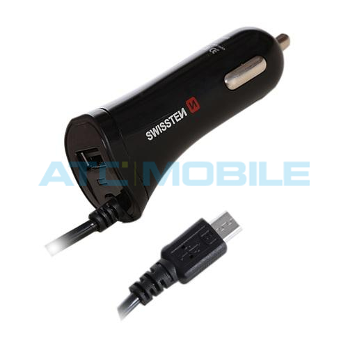 SWISSTEN autonabíječka USB + microUSB (2,4A) černá SWISSTEN autonabíječka USB + microUSB (2,4A) černá