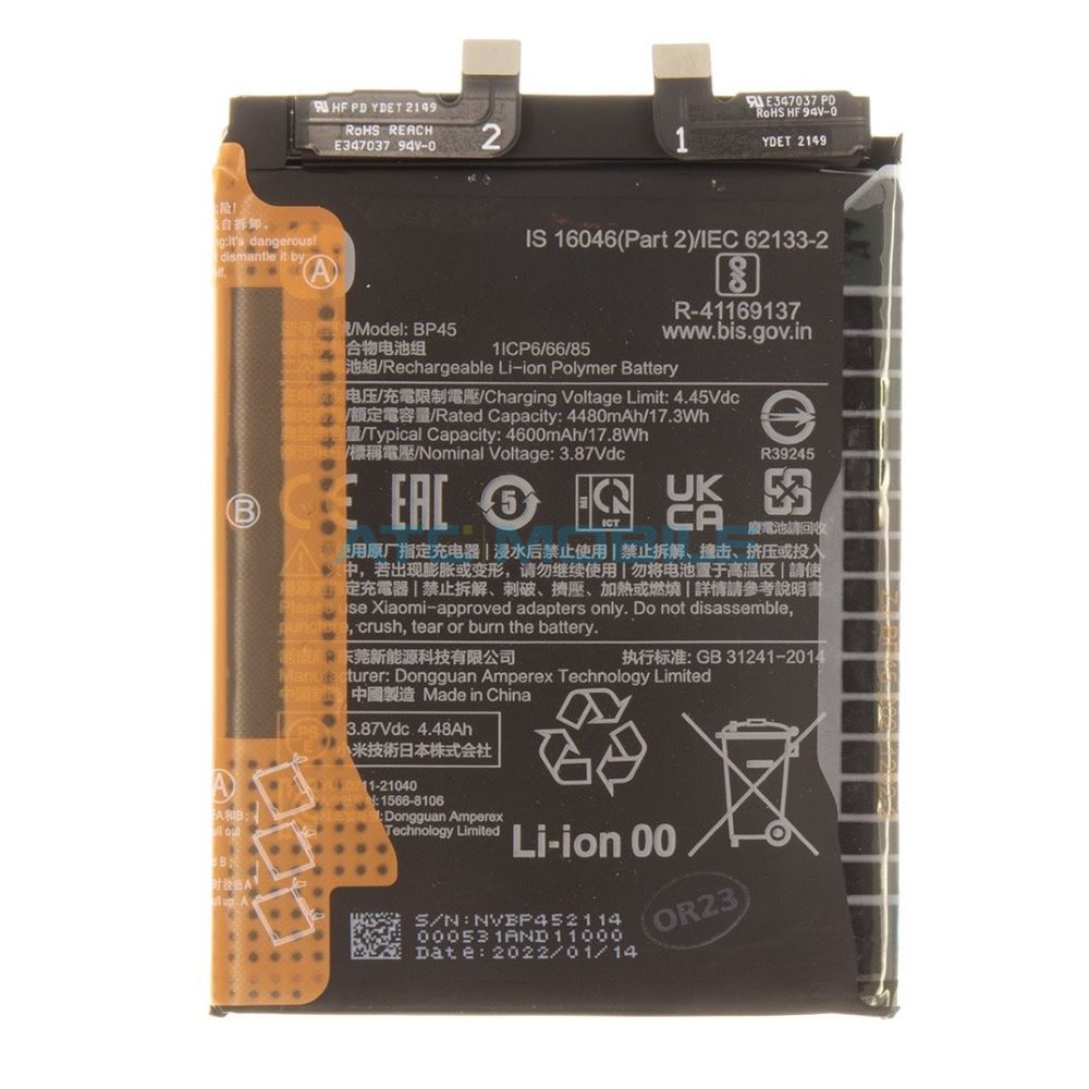 Baterie Xiaomi BP45 4600 mAh (Xiaomi 12 Pro) včetně lepení Baterie Xiaomi BP45 4600 mAh (Xiaomi 12 Pro) včetně lepení