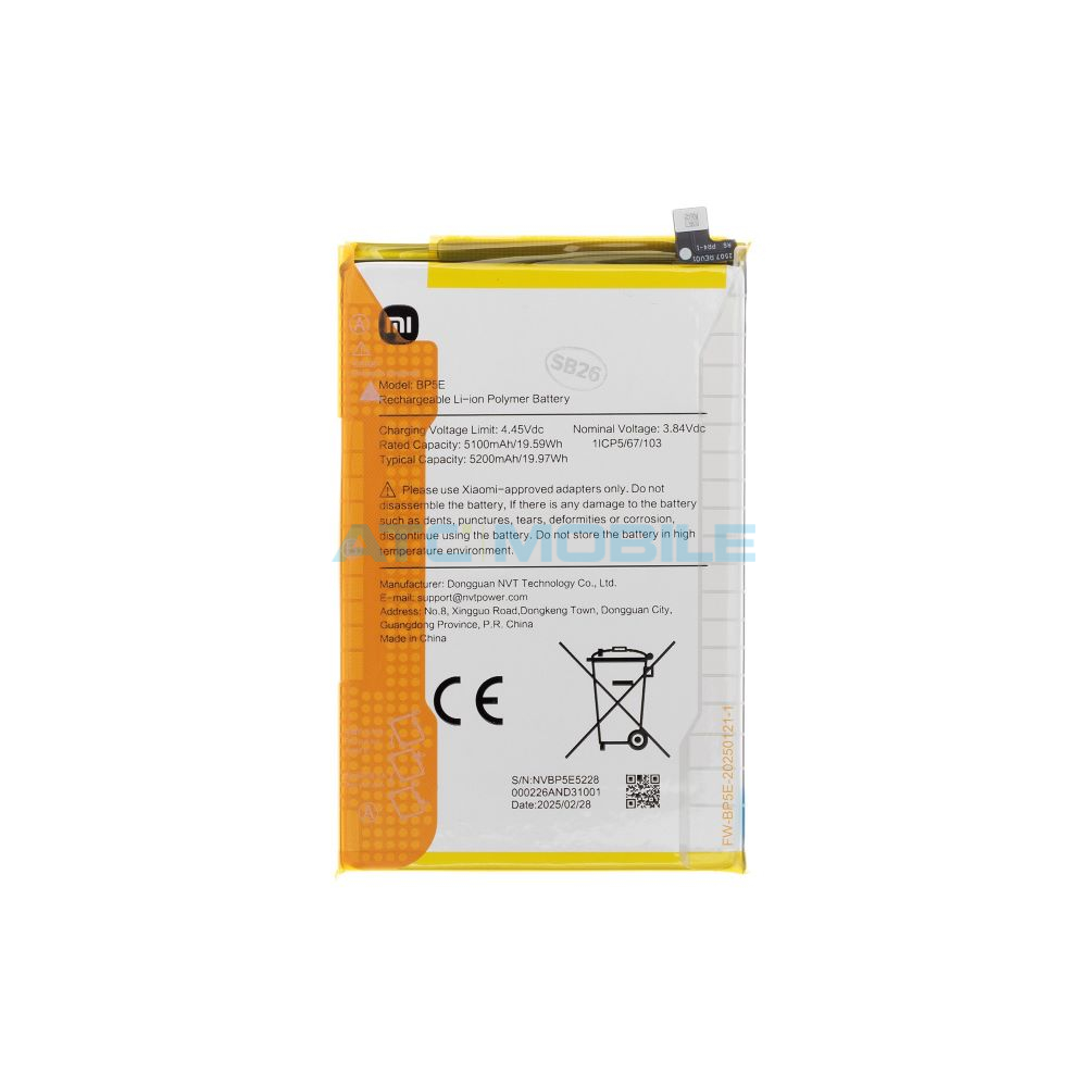 Baterie Xiaomi BP5E 5200 mAh (Redmi A5 4G) včetně lepení Baterie Xiaomi BP5E 5200 mAh (Redmi A5 4G) včetně lepení