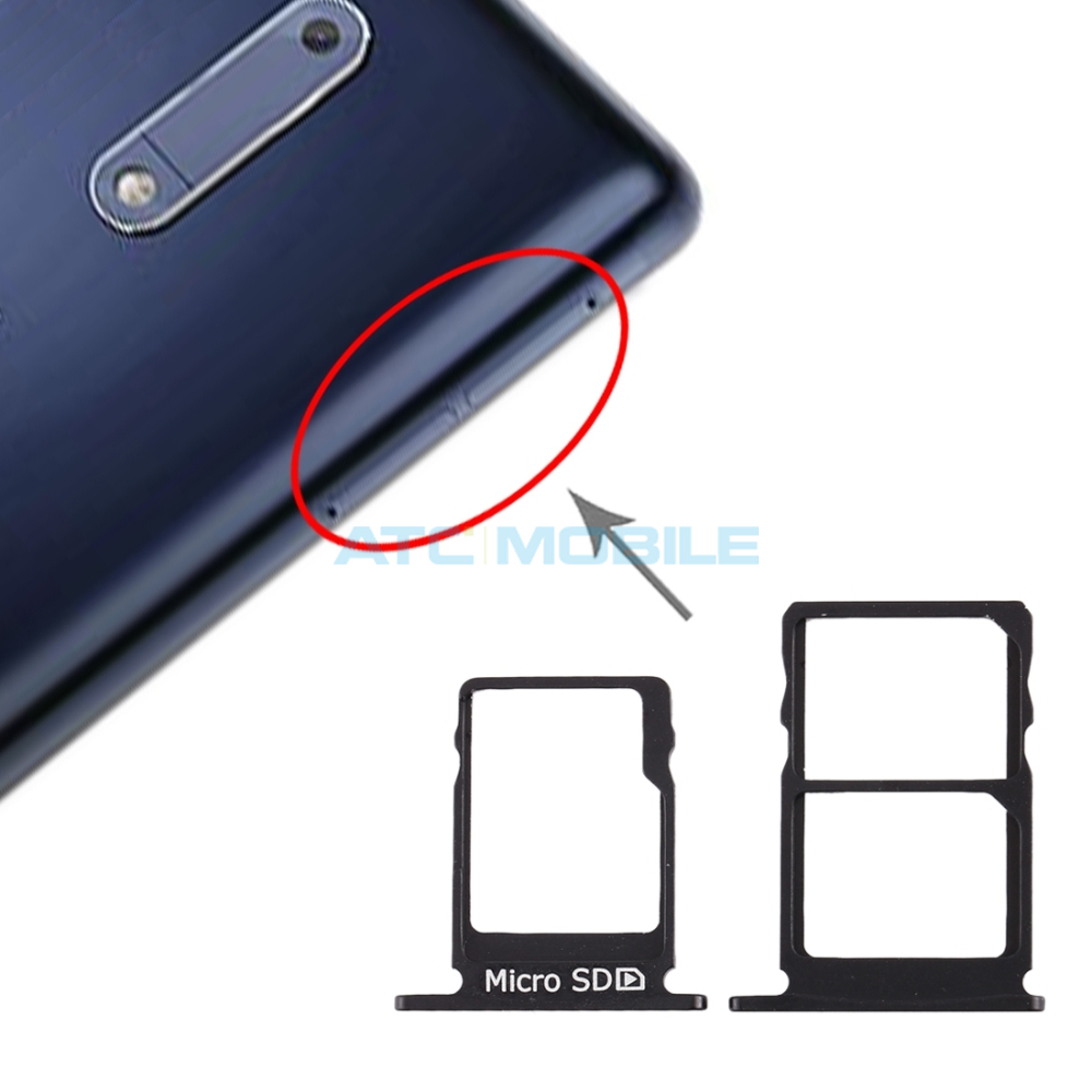 Držák SIM a microSD Nokia 5 (TA-1053, TA-1024, TA-1044, TA-1027) černý Držák SIM a microSD Nokia 5 (TA-1053, TA-1024, TA-1044, TA-1027) černý